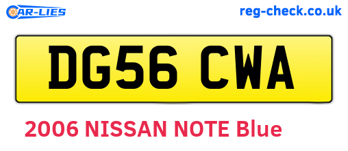 DG56CWA are the vehicle registration plates.
