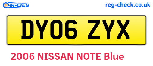 DY06ZYX are the vehicle registration plates.