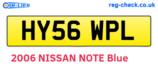 HY56WPL are the vehicle registration plates.
