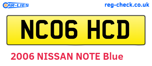 NC06HCD are the vehicle registration plates.