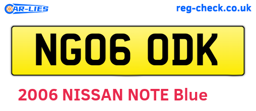 NG06ODK are the vehicle registration plates.