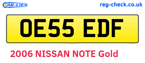 OE55EDF are the vehicle registration plates.