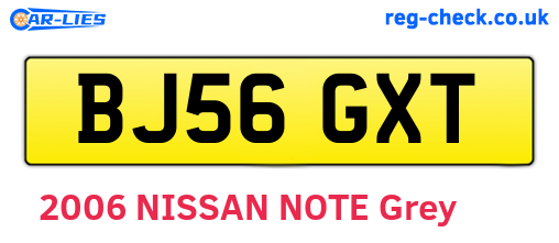 BJ56GXT are the vehicle registration plates.