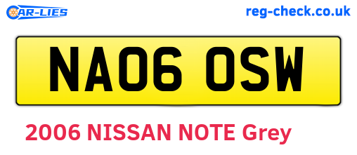 NA06OSW are the vehicle registration plates.