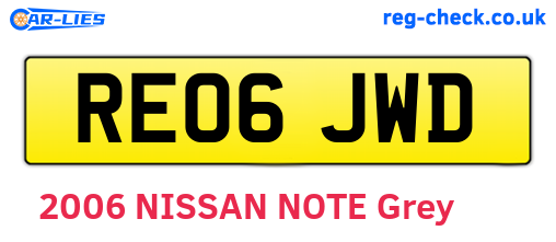 RE06JWD are the vehicle registration plates.