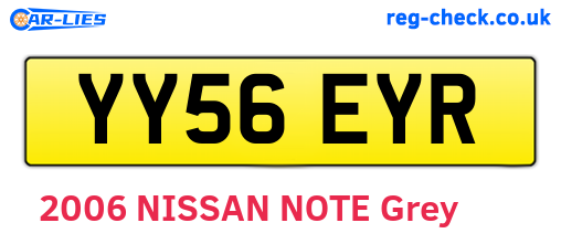 YY56EYR are the vehicle registration plates.