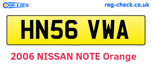 HN56VWA are the vehicle registration plates.