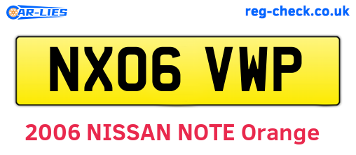 NX06VWP are the vehicle registration plates.