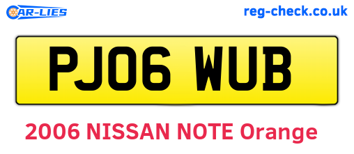 PJ06WUB are the vehicle registration plates.