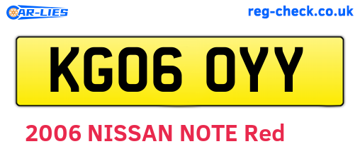 KG06OYY are the vehicle registration plates.
