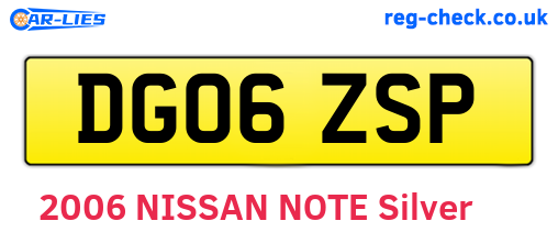 DG06ZSP are the vehicle registration plates.