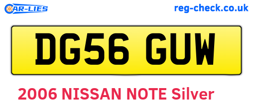 DG56GUW are the vehicle registration plates.