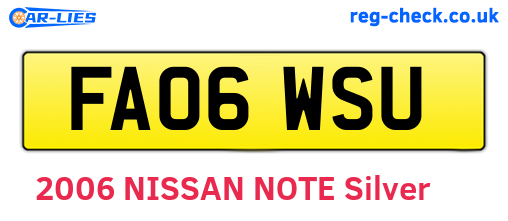 FA06WSU are the vehicle registration plates.
