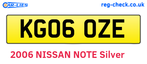 KG06OZE are the vehicle registration plates.
