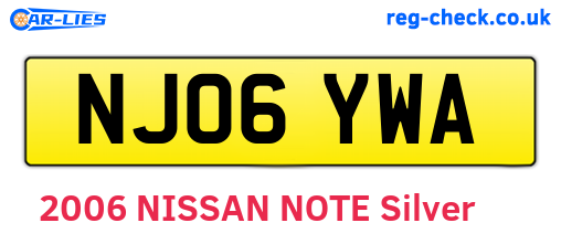 NJ06YWA are the vehicle registration plates.