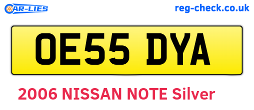 OE55DYA are the vehicle registration plates.