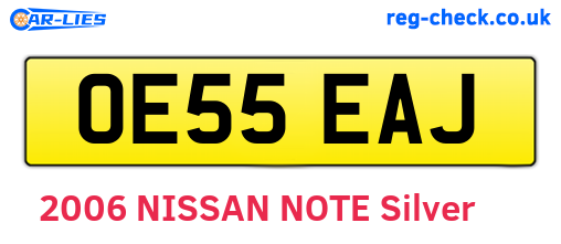 OE55EAJ are the vehicle registration plates.