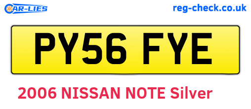 PY56FYE are the vehicle registration plates.