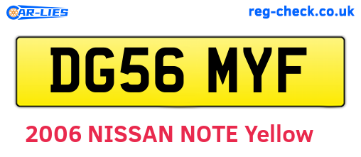 DG56MYF are the vehicle registration plates.