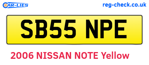 SB55NPE are the vehicle registration plates.