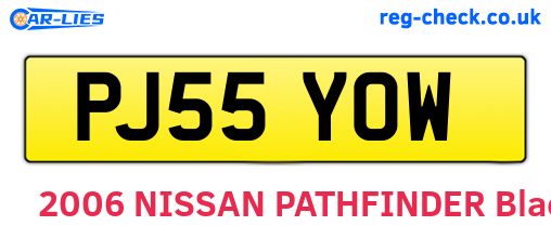 PJ55YOW are the vehicle registration plates.