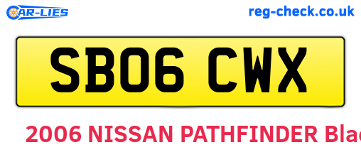 SB06CWX are the vehicle registration plates.