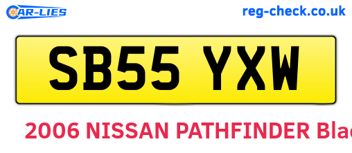SB55YXW are the vehicle registration plates.