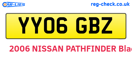 YY06GBZ are the vehicle registration plates.