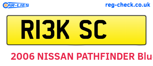 R13KSC are the vehicle registration plates.