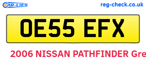 OE55EFX are the vehicle registration plates.