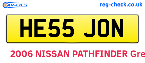 HE55JON are the vehicle registration plates.