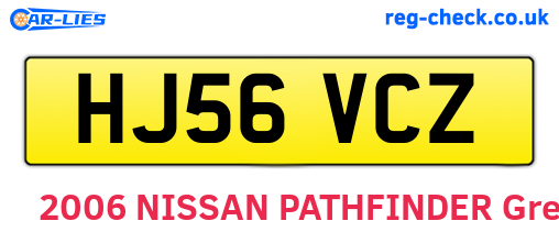 HJ56VCZ are the vehicle registration plates.