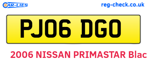 PJ06DGO are the vehicle registration plates.