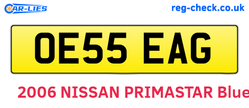 OE55EAG are the vehicle registration plates.