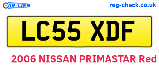 LC55XDF are the vehicle registration plates.