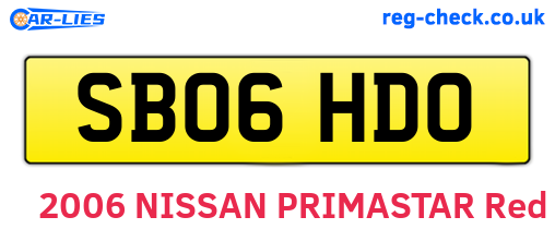 SB06HDO are the vehicle registration plates.