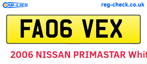 FA06VEX are the vehicle registration plates.