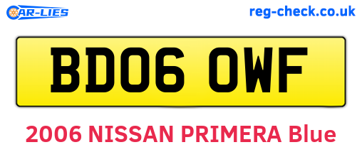 BD06OWF are the vehicle registration plates.
