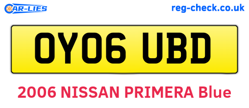 OY06UBD are the vehicle registration plates.