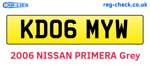 KD06MYW are the vehicle registration plates.