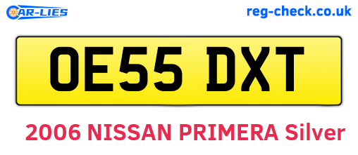 OE55DXT are the vehicle registration plates.