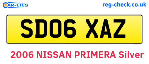 SD06XAZ are the vehicle registration plates.