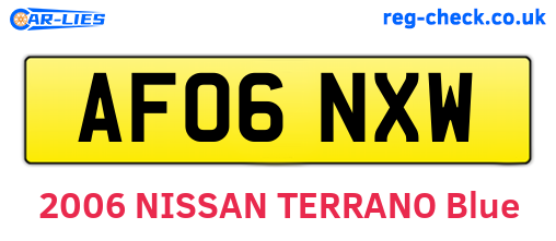 AF06NXW are the vehicle registration plates.