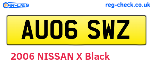 AU06SWZ are the vehicle registration plates.