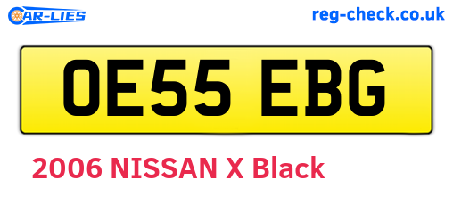 OE55EBG are the vehicle registration plates.