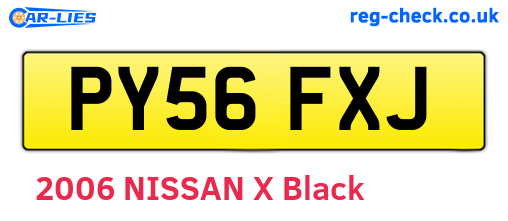 PY56FXJ are the vehicle registration plates.