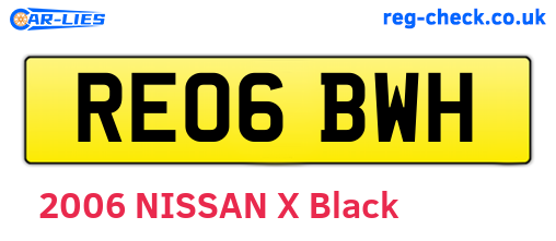 RE06BWH are the vehicle registration plates.