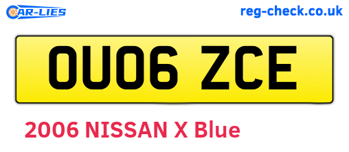 OU06ZCE are the vehicle registration plates.