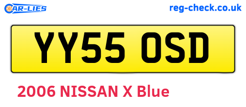 YY55OSD are the vehicle registration plates.