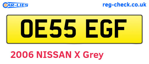 OE55EGF are the vehicle registration plates.